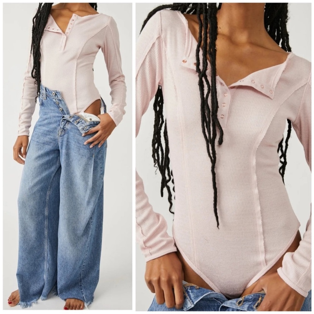 Free People Sloane Bodysuit Pink Nectar NWT